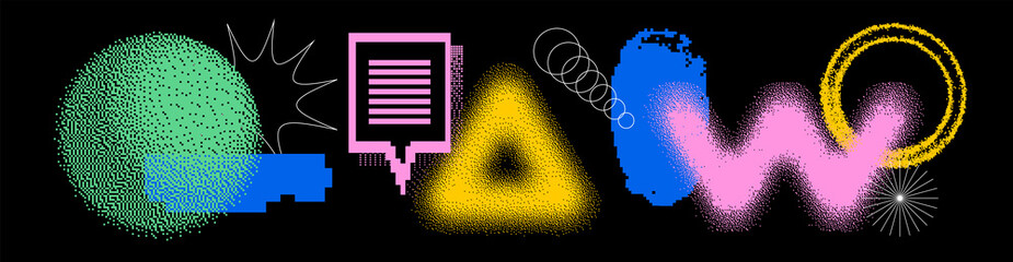 Universal trendy textured geometric bright bold shapes set