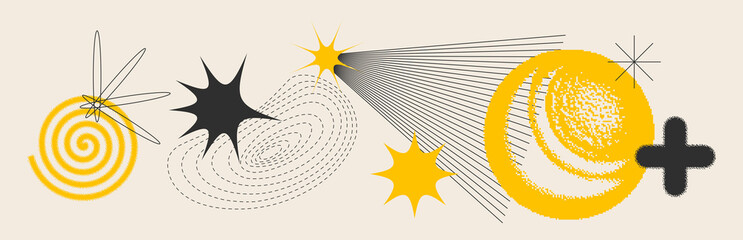 Universal trendy textured geometric bright bold shapes set © softulka