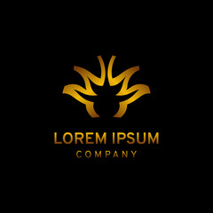 Initial Letter MM Luxury Golden Lotus Flower Logo