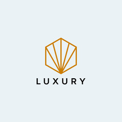 Fototapeta premium Modern logo design with hexagonal line concept for jewelry identity