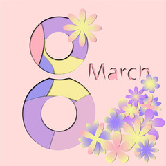 paper art. paper cut illustration a bouquet of flowers women's day, March 8