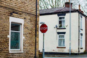 stop sign at a road intersection