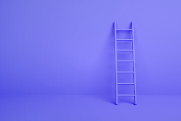 step ladder on a purple  wall, 3d rendering