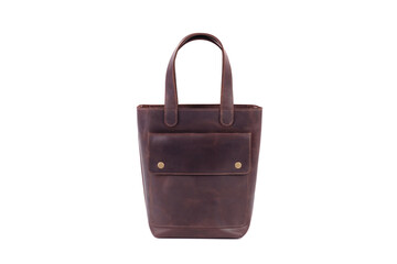 Modern leather casual or business bag isolated on white background