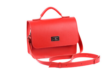 Modern leather casual or business bag isolated on white background