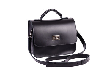 Modern leather casual or business bag isolated on white background