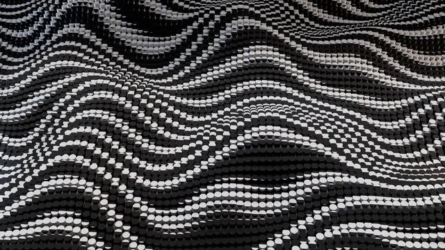 Abstract 3d animation of rows of optical illusion. 4k footage.