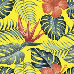 Motif floral sans couture avec des feuilles. fond tropical