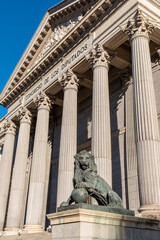 Obraz premium Facade of the building of Congress of Deputies, the spanish parliament in Madrid, Spain