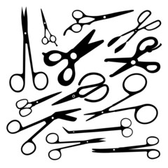 scissors silhouette for medicine, barbershop, and household 