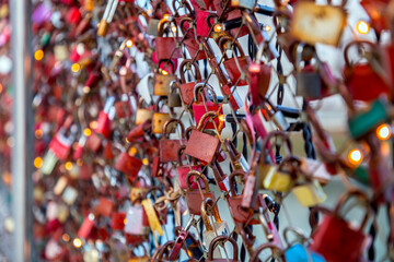 Makartsteg Bridge (Love Locks Bridge) over the Salzach River in Salzburg