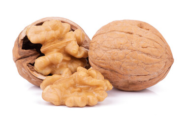 Group of walnuts isolated on white background