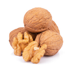 Group of walnuts isolated on white background