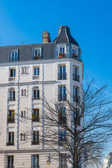 Paris, beautiful building, rue du Faubourg-Saint-Antoine in the 12th arrondissement
