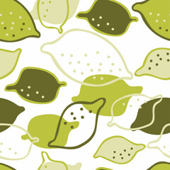 Fototapeta premium Modern seamless vector design pattern with citrus lemons in bright green colors