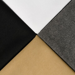 Fototapeta premium collection of interior wallpaper samples with fabric texture pattern in white ,grey ,beige ,brown and black tone color. luxury material for wall covering.