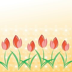 Spring card template with stylized tulips and space for text. - 480789825