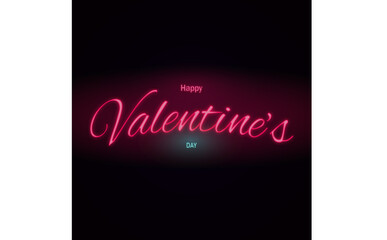 Happy Valentine's Day Neon Glowing Text on dark background,Vector Illustration