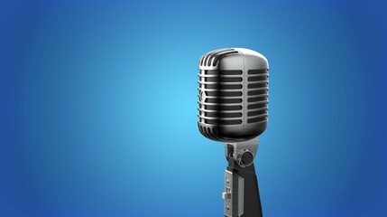 Retro microphone on color background