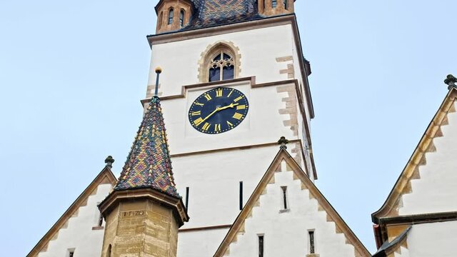 Exterior of the Sibiu Lutheran Cathedral in Sibiu, Romania