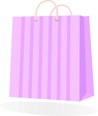 Pink striped paper shopping bag. - 480795640