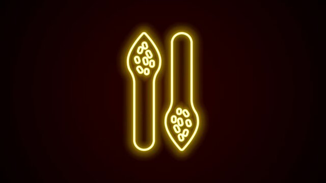 Glowing neon line Asparagus icon isolated on black background. Vegetable for farm market menu. Healthy food. 4K Video motion graphic animation