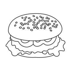 Burger vector icon.Outline vector icon isolated on white background burger.