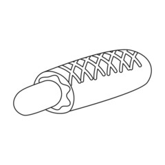 Hot dog vector icon.Outline vector icon isolated on white background hot dog.
