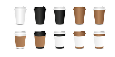 Set of paper coffee cups for your design mock up.