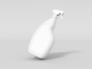 
White blank plastic spray bottle isolated on white background for a mockup.
3D Rendered Illustration. Packaging template mock-up. cosmetic trigger sprayer bottle mockup. Cleaning spray bottle. 
