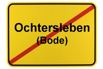 Illustration eines Ortsschildes der Stadt Ochtersleben (Bode)