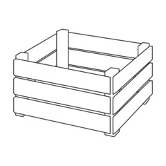 Wooden box vector icon.Outline vector icon isolated on white background wooden box.