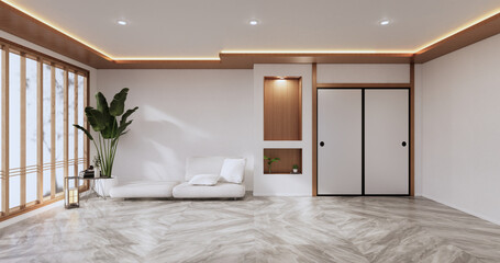 Beautiful, tropical-style room, the rooms and the light shines from the sun into the room.3d rendering