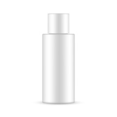 Blank Bottle Mockup for Cosmetic Products, Front View, Isolated on White Background. Vector Illustration