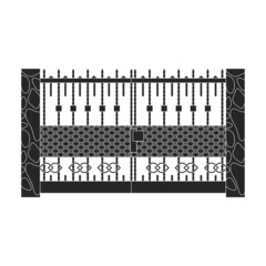 Fence gate vector icon.Black vector icon isolated on white background fence gate.