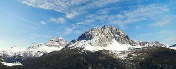 Fototapeta na wymiar Winter mountains against blue sky landscape