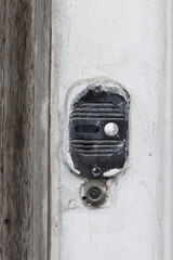 Doorbell button panel and intercom.