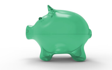 Piggy bank light blue to save money economy finance and savings concept 3D illustration