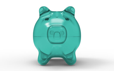 Piggy bank light blue to save money economy finance and savings concept 3D illustration