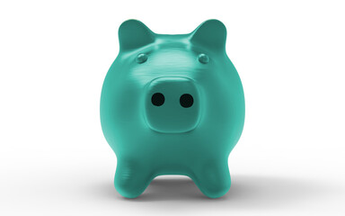 Piggy bank light blue to save money economy finance and savings concept 3D illustration