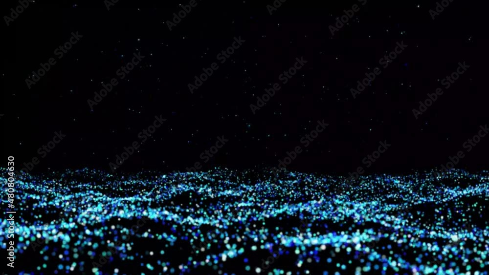 Poster digital blue wave particle background. abstract background.