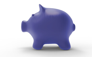 Blue Piggy bank to save money economy finance and savings concept 3D illustration
