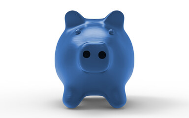 Blue Piggy bank to save money economy finance and savings concept 3D illustration