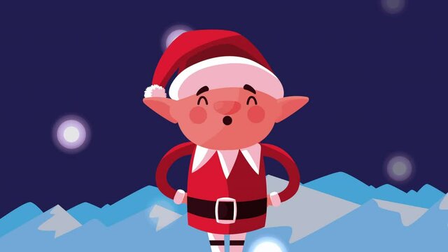merry christmas animation with little elf
