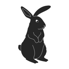 Rabbit vector black icon. Vector illustration bunny on white background. Isolated black illustration icon of rabbit.