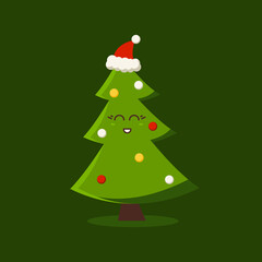 cute christmas tree character illustration