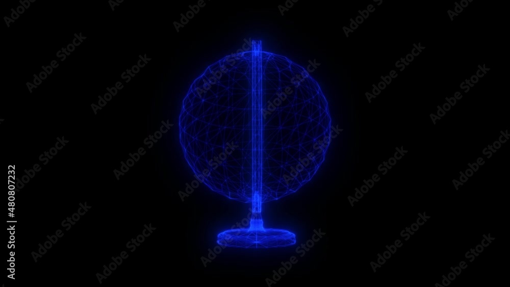 Poster wireframe globe. loops seamlessly. plexus abstract background, slow rotating full hd
