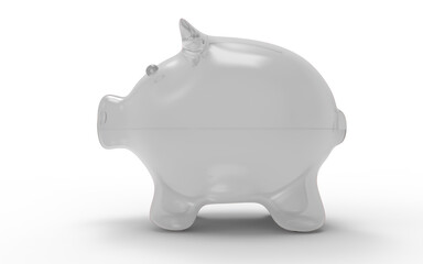 Piggy bank white to save money economy finance and savings concept 3D illustration