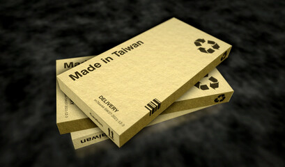 Made in Taiwan box pack 3d illustration