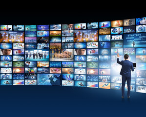 The concept of streaming video with businessman